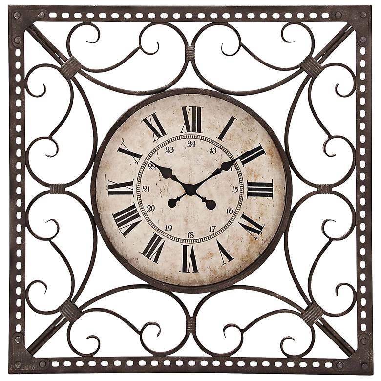 Image 1 Gilcrest Wrought Iron 29 inch Square Wall Clock