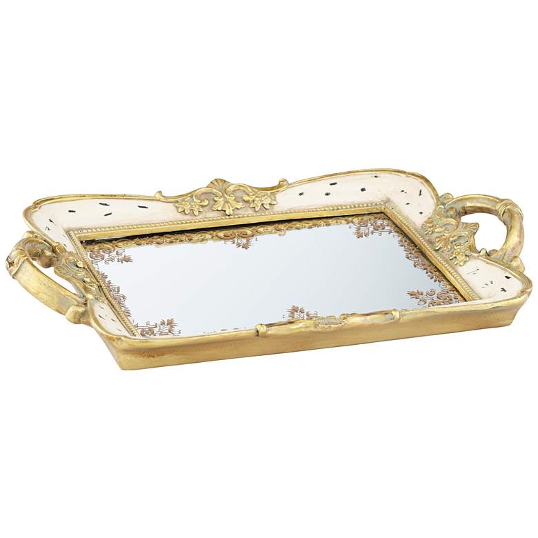 Image 1 Gilda 13" Wide Soft Pink and Gold Mirrored Tray
