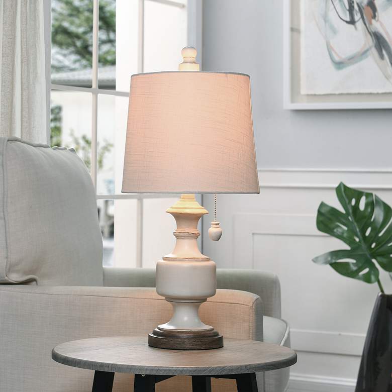Image 1 Gilda Table Lamp - Distressed Cream - Distressed Cream - Textured White