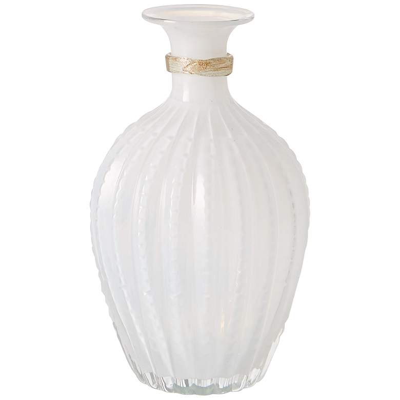 Image 1 Gilded Collar White 11 1/2 inchH Small Decorative Glass Bottle