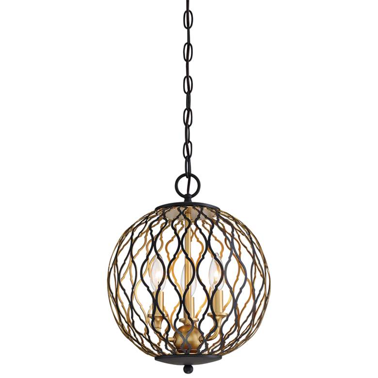 Image 1 Gilded Glam 12 inchW Coal Honey Gold 3-Light Mini Pendant Light