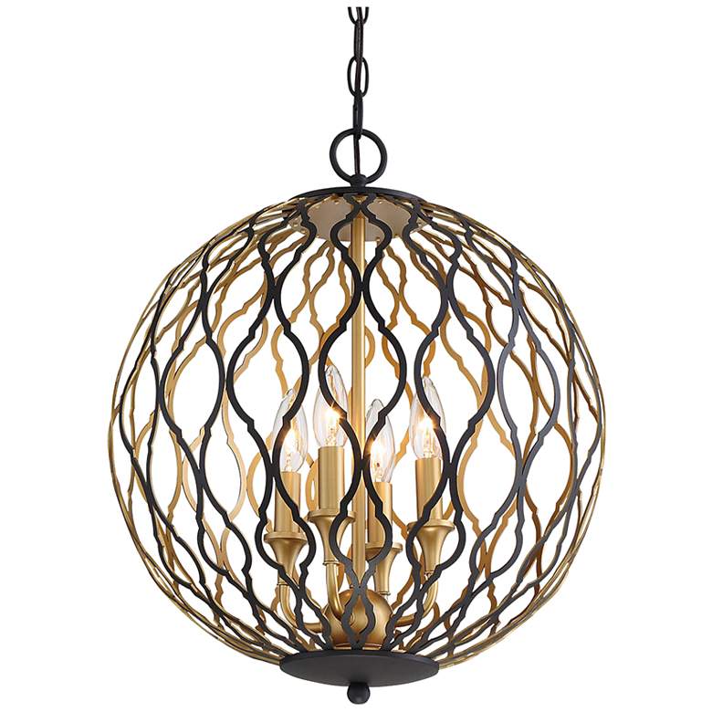Image 3 Gilded Glam 16"W Sand Coal and Gold 4-Light Globe Pendant more views