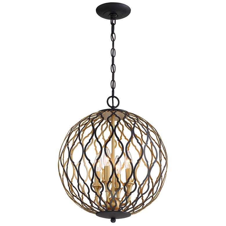 Image 4 Gilded Glam 16"W Sand Coal and Gold 4-Light Globe Pendant more views