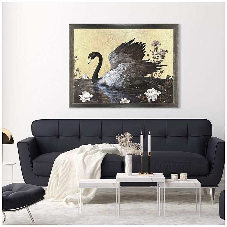 Image 4 Gilded Swan 52"W x 40"H Framed Art more views