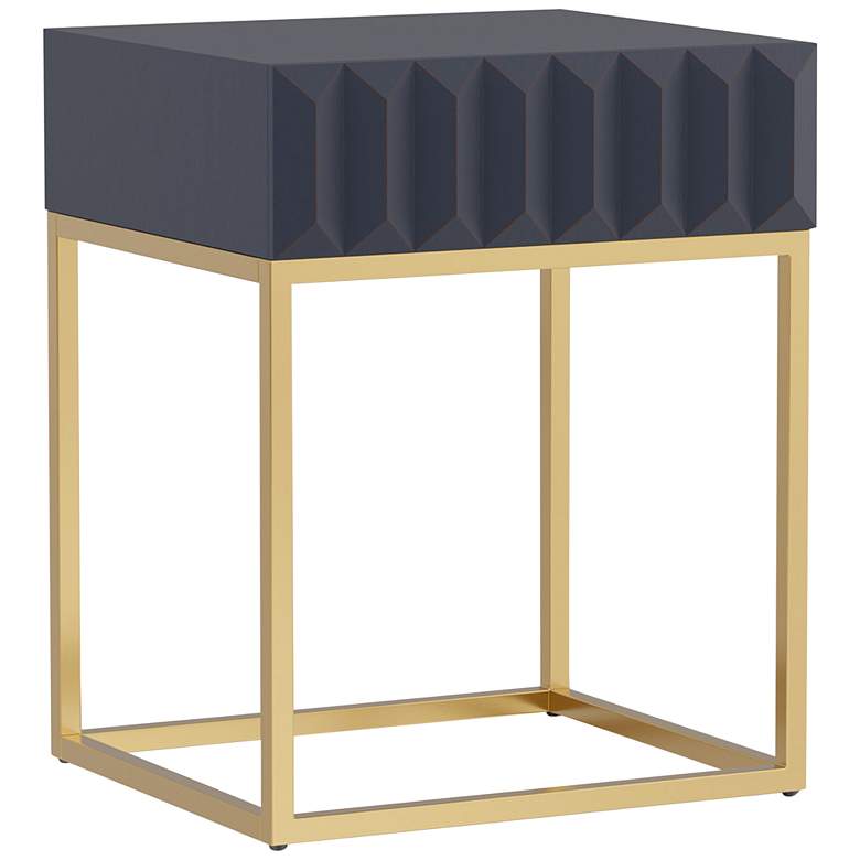 Image 1 Gilhame 19"W Antique Blue and Gold Rectangular Side Table