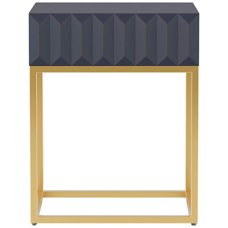 Image 3 Gilhame 19 inchW Antique Blue and Gold Rectangular Side Table more views