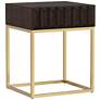 Gilhame 19"W Walnut Wood Gold Metal Rectangular Side Table