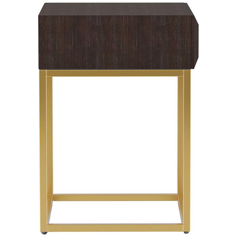 Image 2 Gilhame 19"W Walnut Wood Gold Metal Rectangular Side Table more views