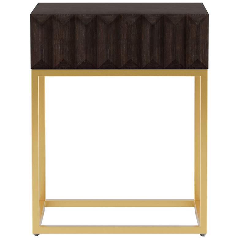 Image 3 Gilhame 19"W Walnut Wood Gold Metal Rectangular Side Table more views