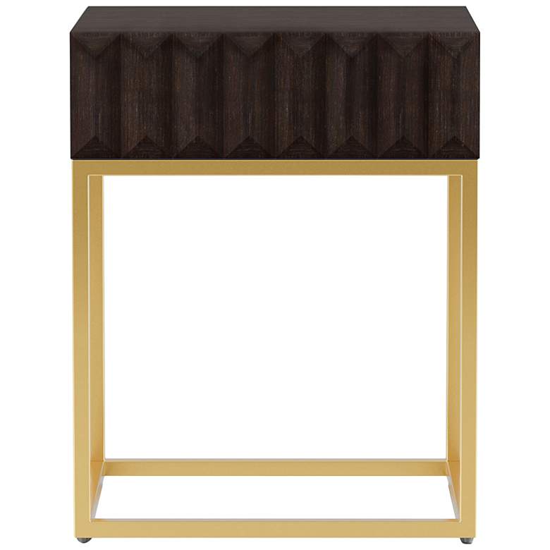 Image 3 Gilhame 19 inchW Walnut Wood Gold Metal Rectangular Side Table more views