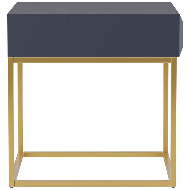 Image 2 Gilhame 23" Wide Antique Blue Wood and Gold Square End Table