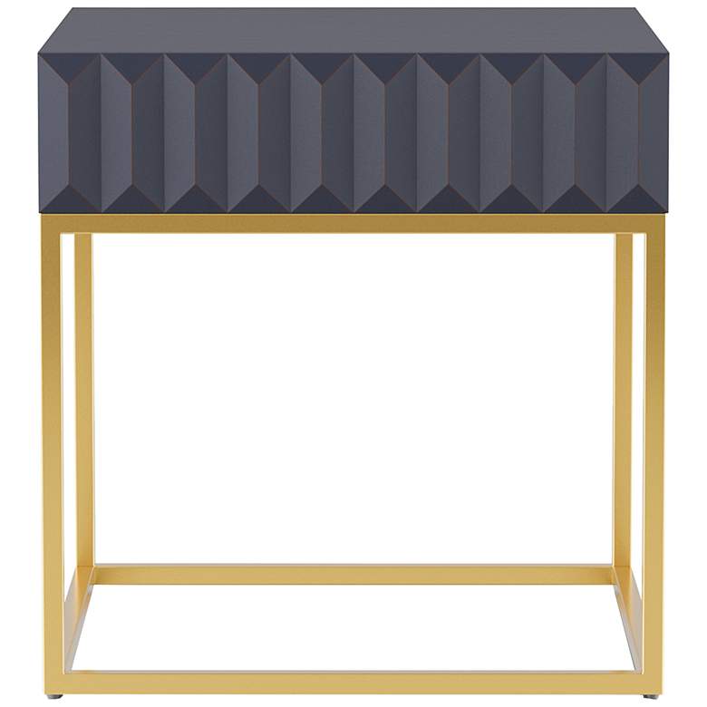 Image 3 Gilhame 23" Wide Antique Blue Wood and Gold Square End Table more views