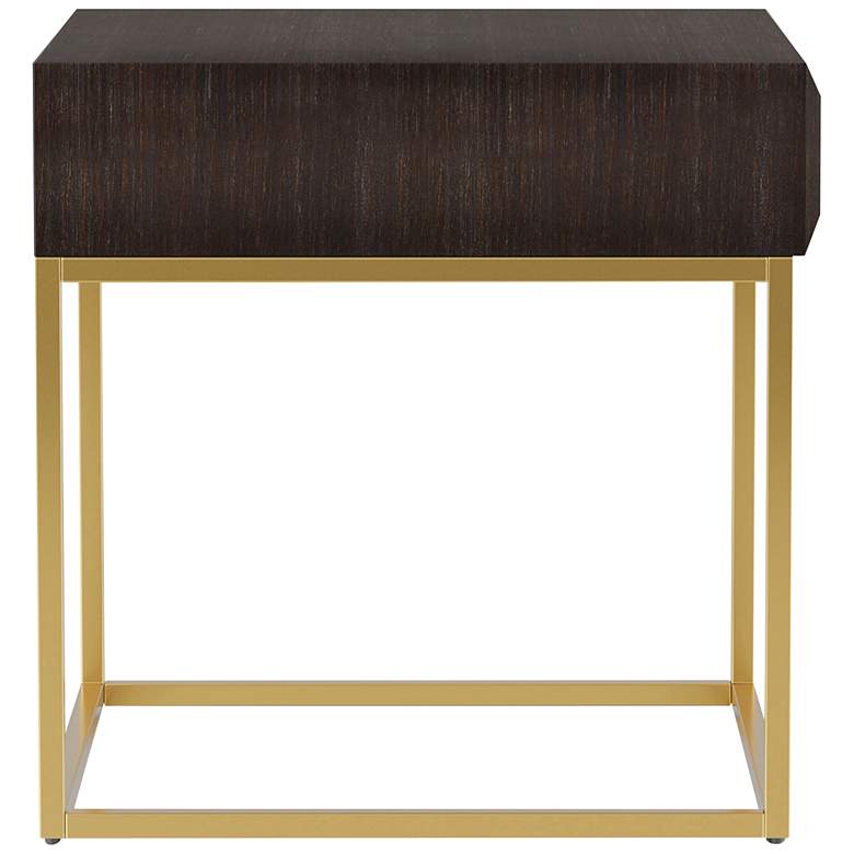 Image 2 Gilhame 23" Wide Walnut Wood and Gold Metal Square End Table