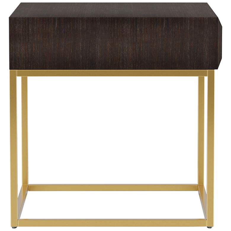 Image 3 Gilhame 23 inch Wide Walnut Wood and Gold Metal Square End Table more views