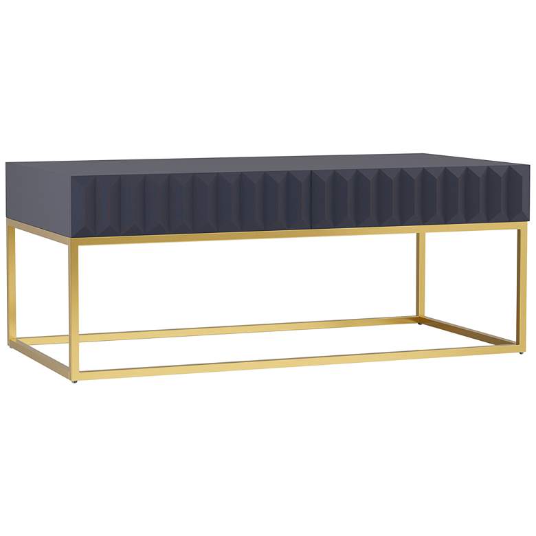 Image 1 Gilhame 47 3/4"W Antique Blue Gold Rectangular Coffee Table