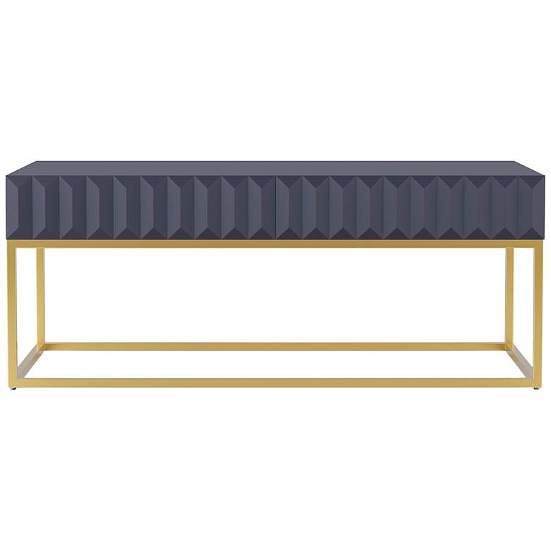 Image 3 Gilhame 47 3/4"W Antique Blue Gold Rectangular Coffee Table more views