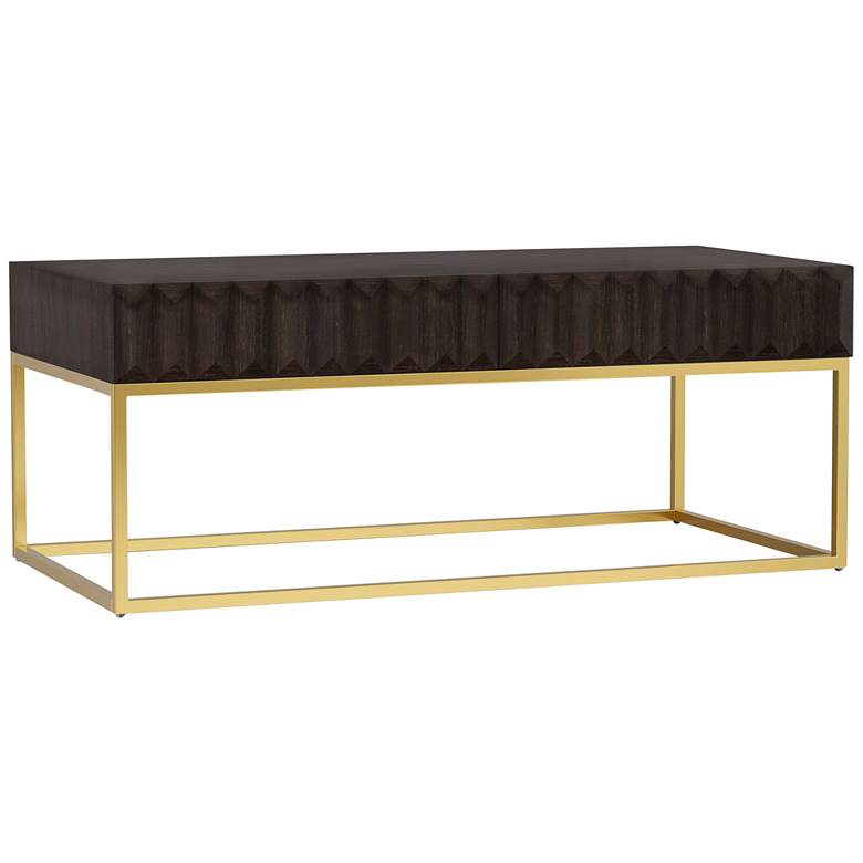 Image 2 Gilhame 47 3/4"W Walnut and Gold Rectangular Coffee Table