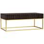 Gilhame 47 3/4"W Walnut and Gold Rectangular Coffee Table