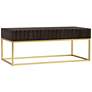 Thumbnail2 of Gilhame 47 3/4"W Walnut and Gold Rectangular Coffee Table