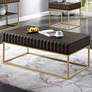 Gilhame 47 3/4"W Walnut and Gold Rectangular Coffee Table