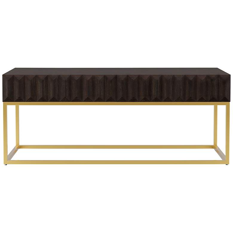 Image 4 Gilhame 47 3/4"W Walnut and Gold Rectangular Coffee Table more views