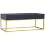 Gilhame Antique Blue Wood and Gold 2-Piece Coffee Tables Set