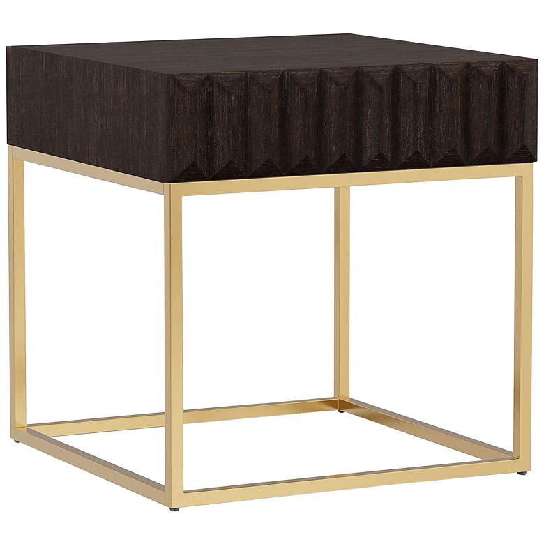 Image 3 Gilhame Walnut Wood and Gold Metal 2-Piece Coffee Tables Set more views