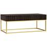 Gilhame Walnut Wood and Gold Metal 2-Piece Coffee Tables Set