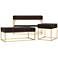 Gilhame Walnut Wood and Gold Metal 3-Piece Coffee Tables Set