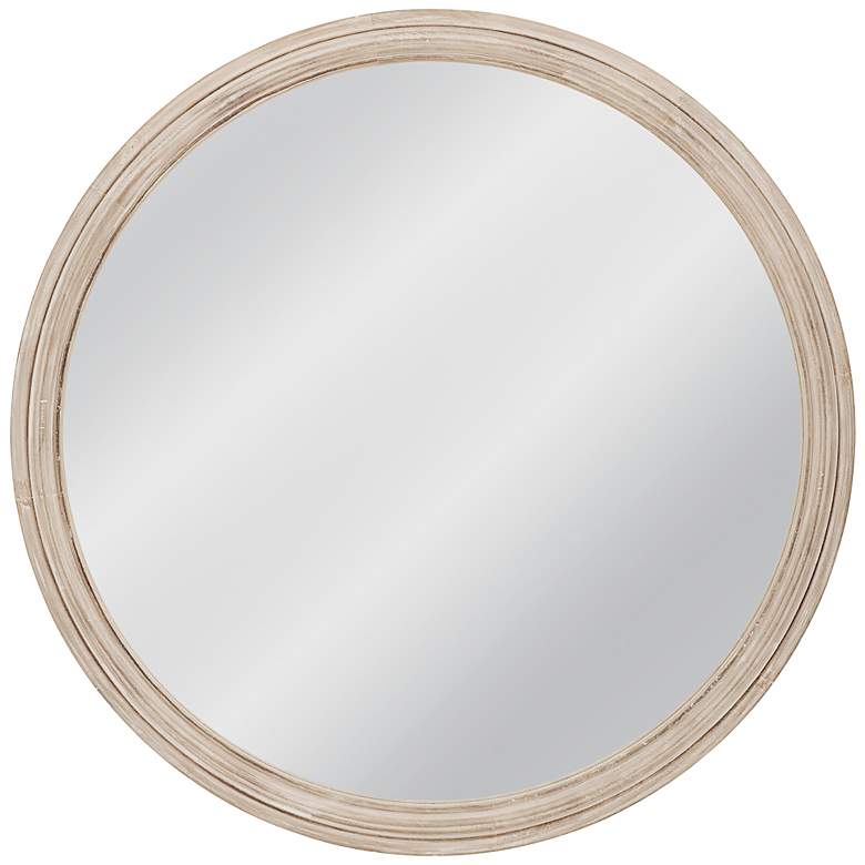 Image 1 Gillette White-Washed Wood 42" Oversized Round Wall Mirror