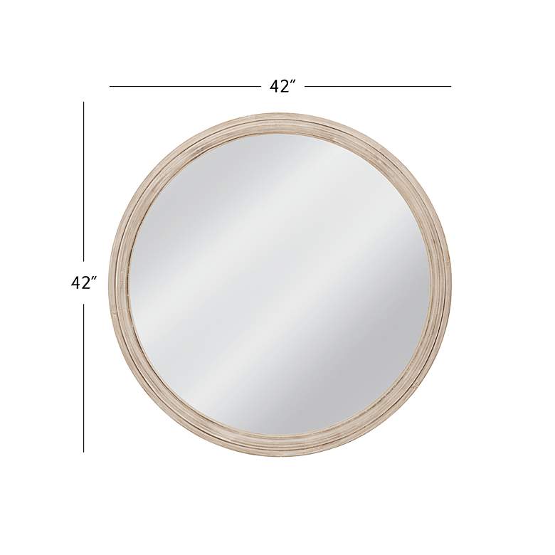 Image 4 Gillette White-Washed Wood 42" Oversized Round Wall Mirror more views