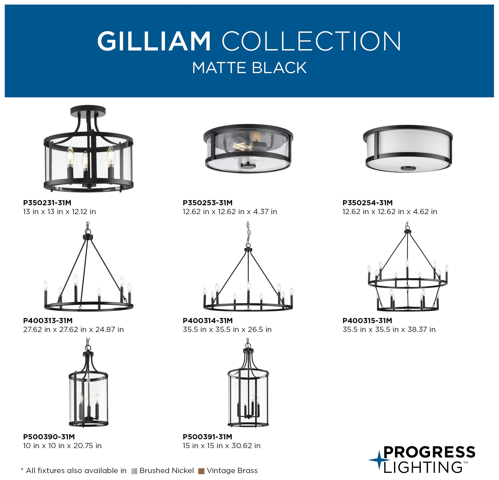 Gilliam Collection 13 in. Three-Light Semi-Flush Mount