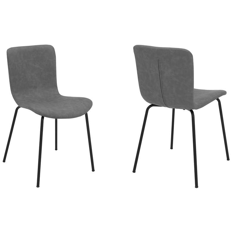 Image 1 Gillian Set of 2 Modern Dining Chairs in Light Gray Fabric and Metal