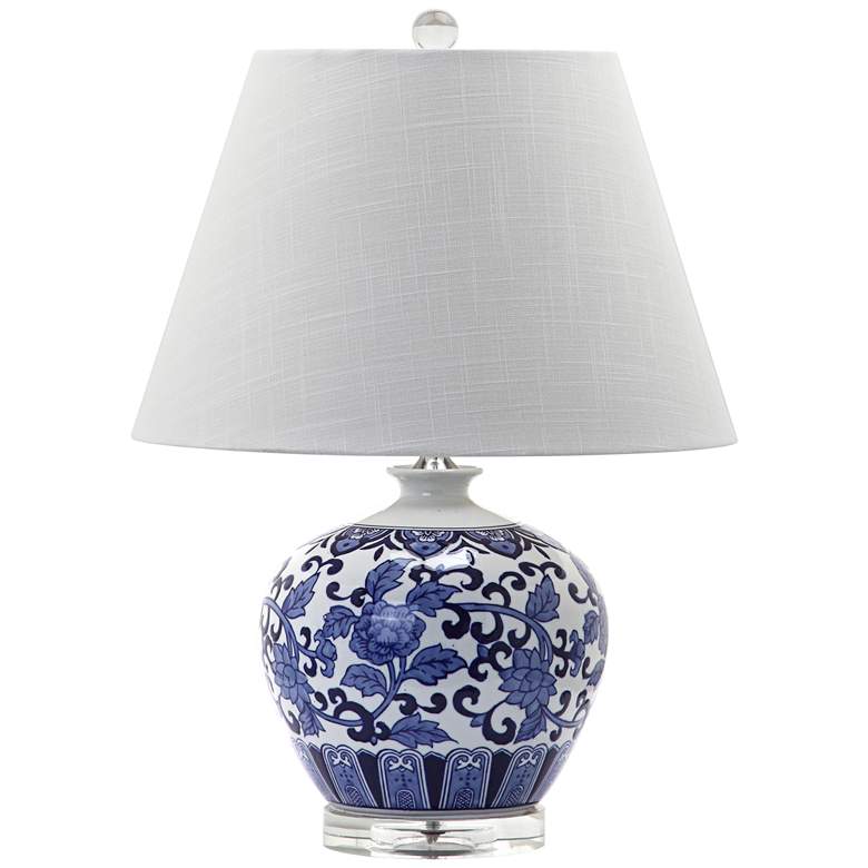 Image 1 Gillingham Blue and White Rose Ceramic Table Lamp