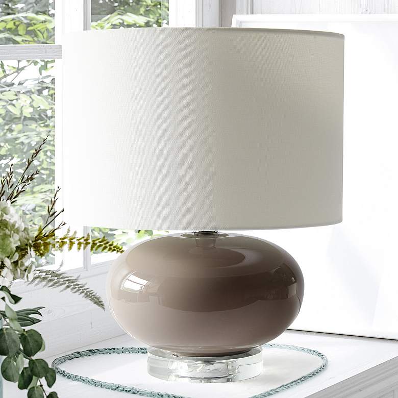 Image 1 Gilmore 15 1/4" High Aqua Glass Bedside Table Lamp