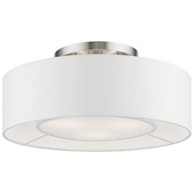 Image1 of Gilmore 3 Light Brushed Nickel Semi-Flush with Shiny White Accents