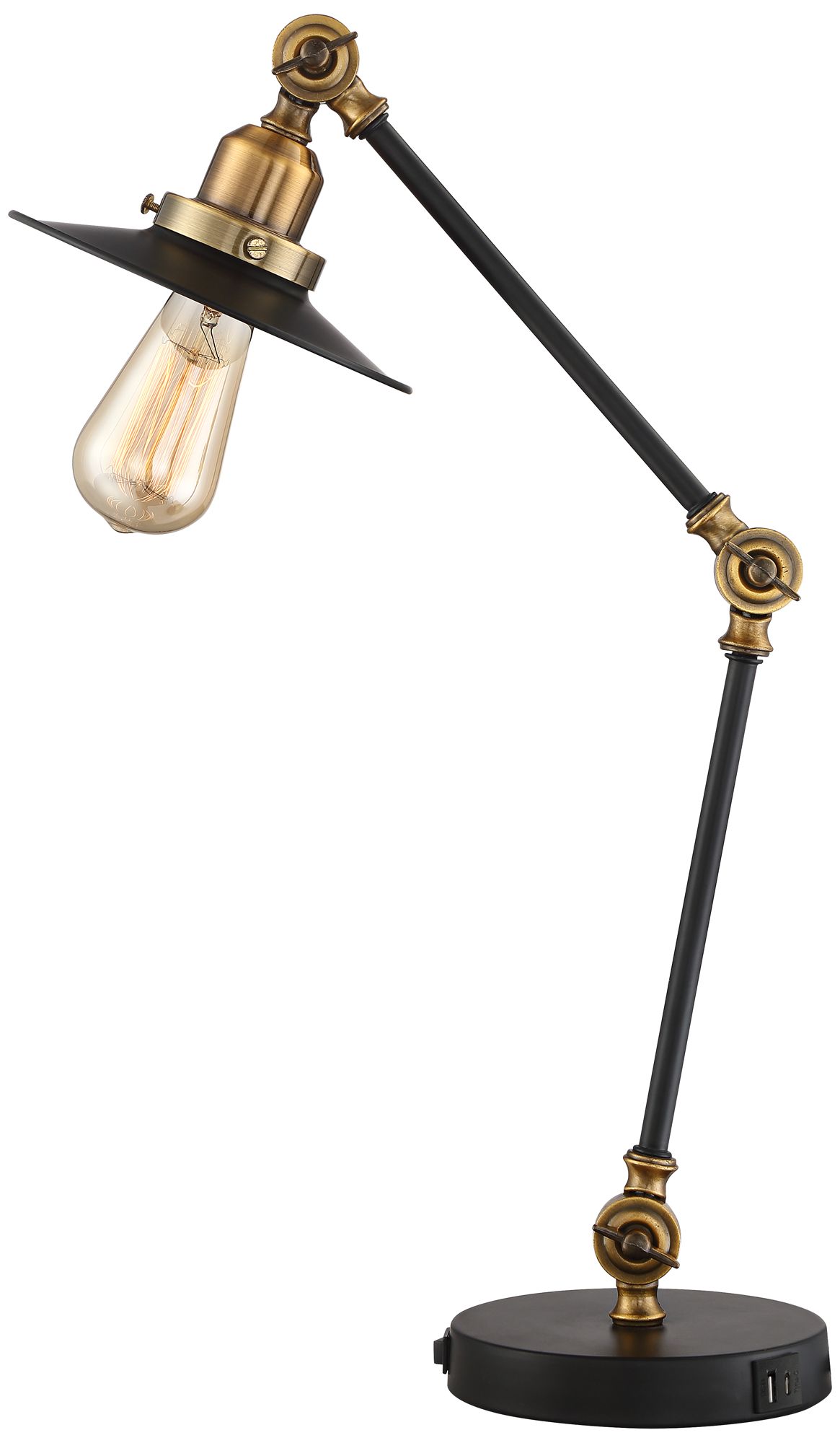 Gilmore Black and Gold Adjustable Desk Lamp with USB Ports in scene