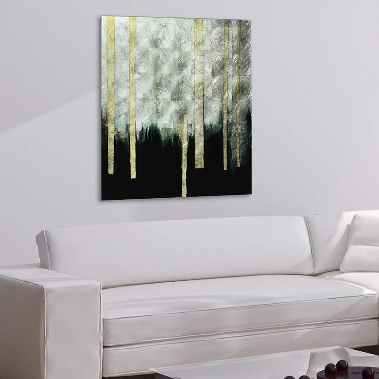 Image 4 Gilt Treeline II 38 inch Square Frameless Printed Glass Wall Art more views