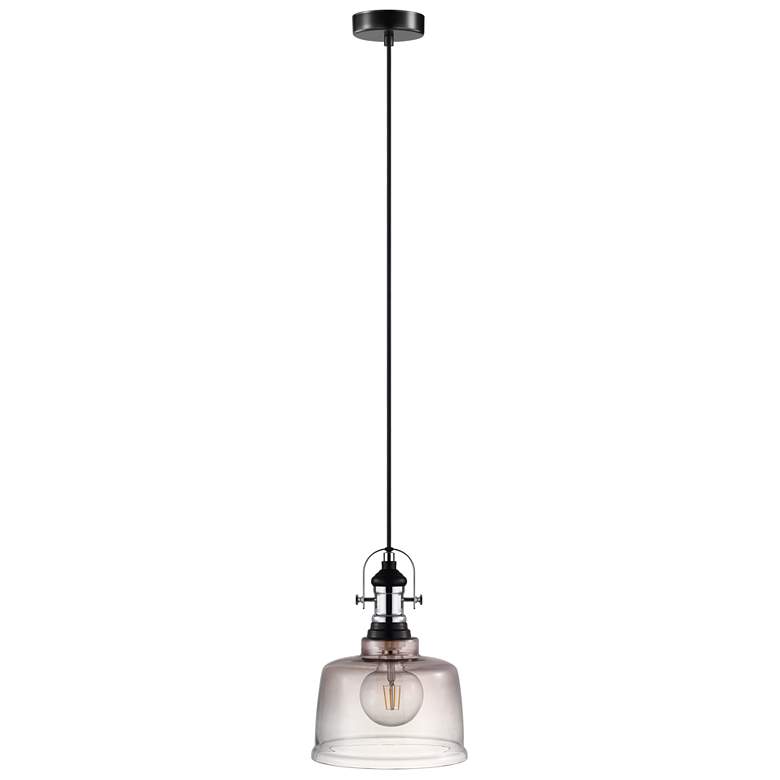 Image 1 Gilwell - 1-Light pendant - Matte Black and Chrome - Smoked Glass