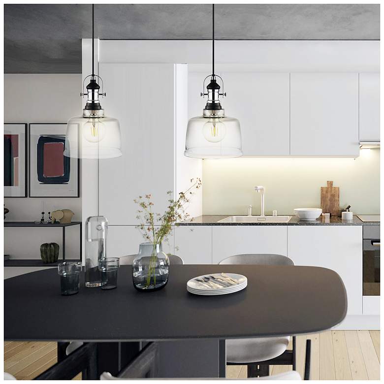 Image 6 Gilwell - 1-Light pendant - Matte Black and Chrome - Smoked Glass more views
