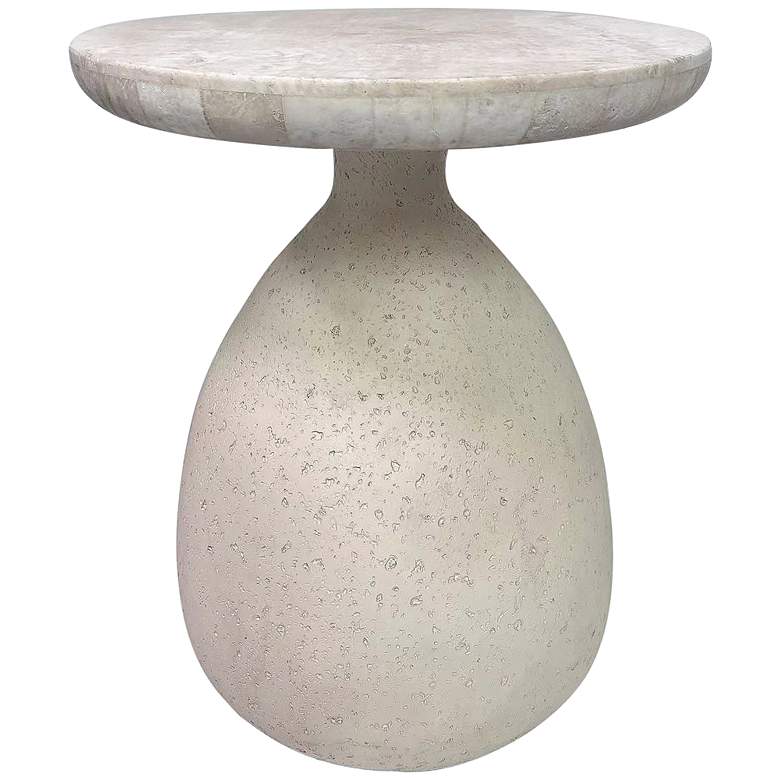 Image 2 Gina 15 3/4 inch Wide Cream Travertine Marble Side Table
