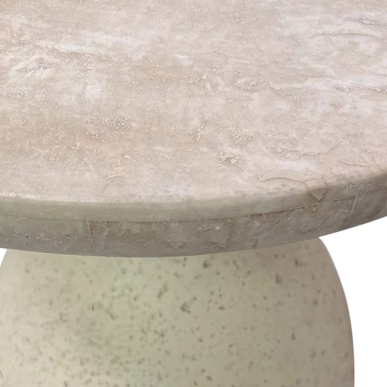 Image 3 Gina 15 3/4 inch Wide Cream Travertine Marble Side Table more views