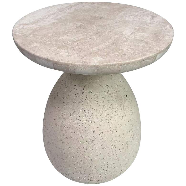Image 4 Gina 15 3/4 inch Wide Cream Travertine Marble Side Table more views