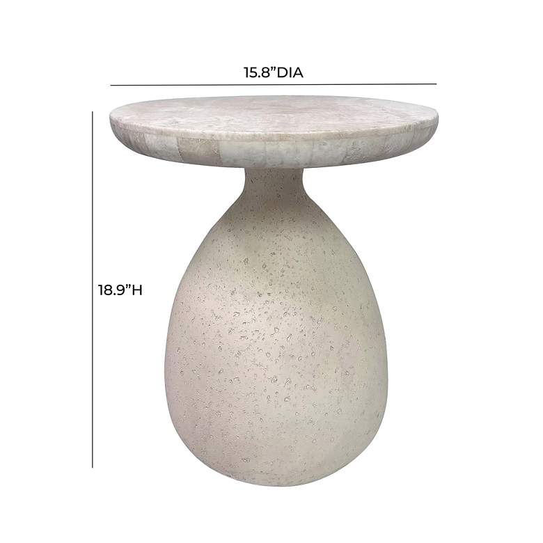Image 5 Gina 15 3/4 inch Wide Cream Travertine Marble Side Table more views