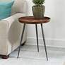 Gina 21" Wide English Brown and Gunmetal Mango Wood Accent Table