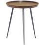 Gina 21" Wide English Brown and Gunmetal Mango Wood Accent Table