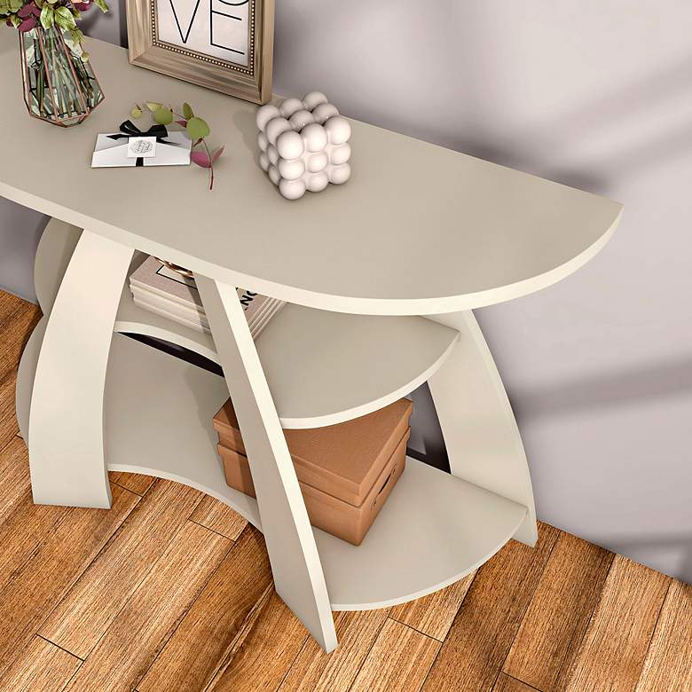 Image 7 Gina 47 1/4" Wide Soft White 2-Shelf Console Table more views