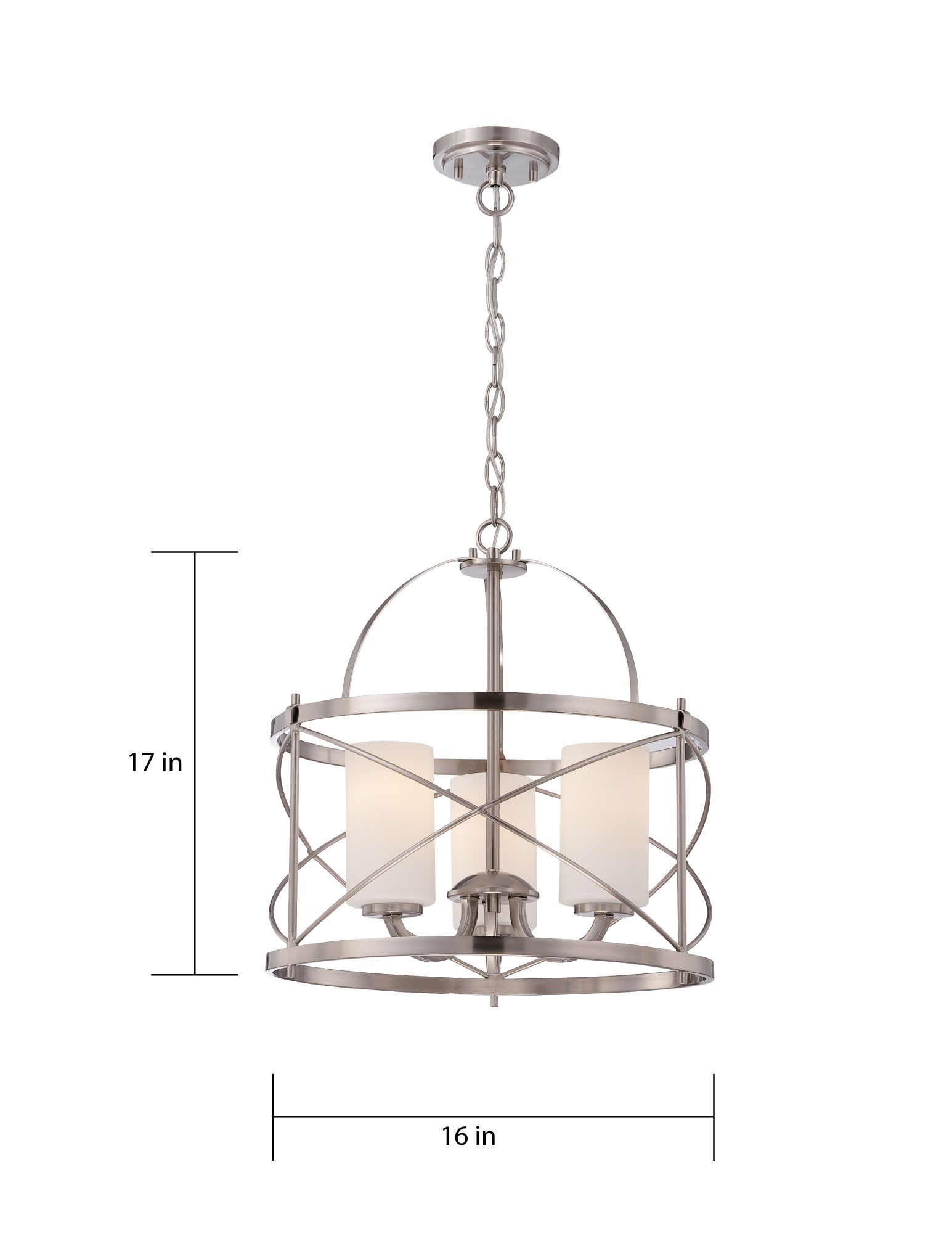 Ginger; 3 Light; Pendant with Etched Opal Glass