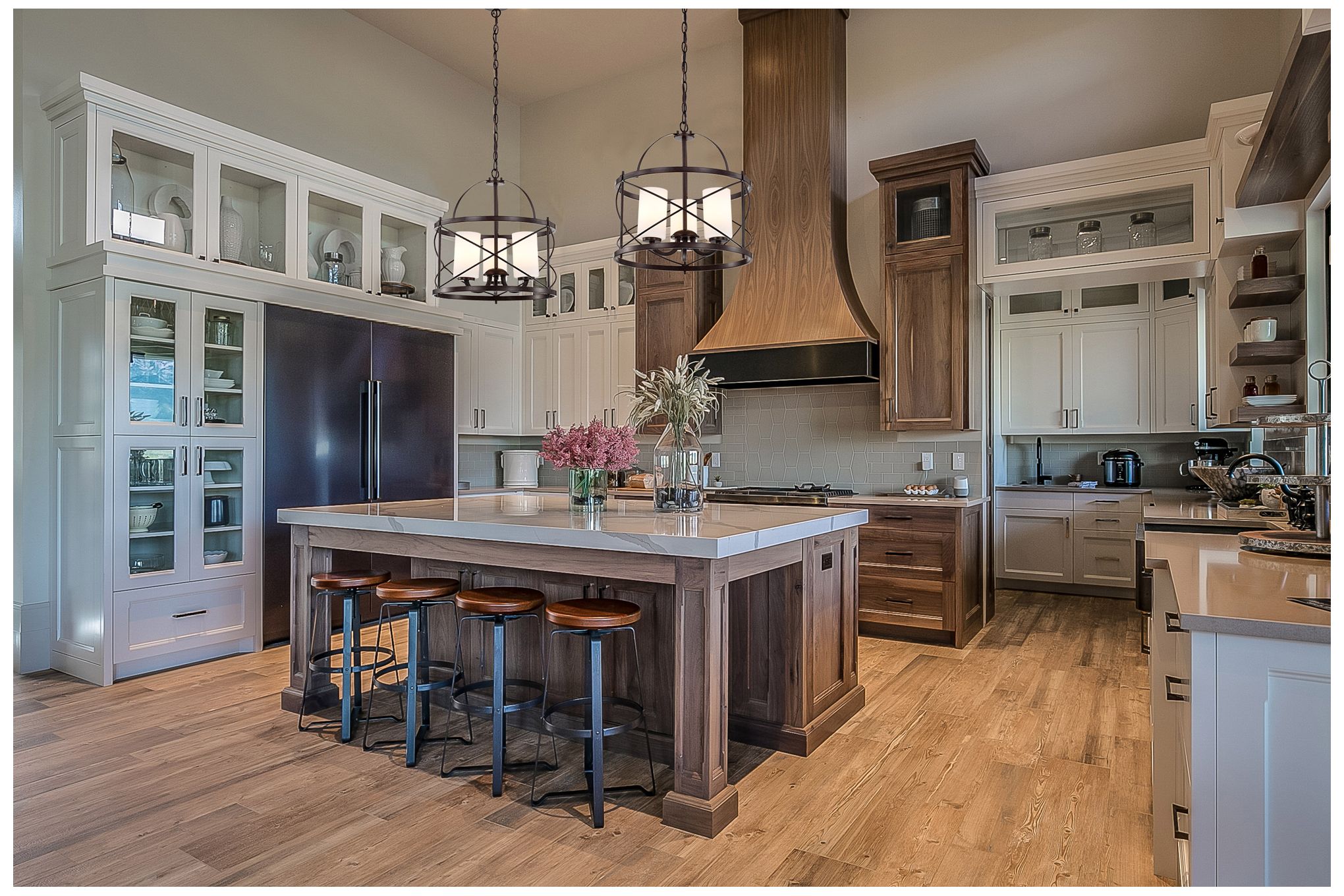 Ginger; 3 Light; Pendant with Etched Opal Glass