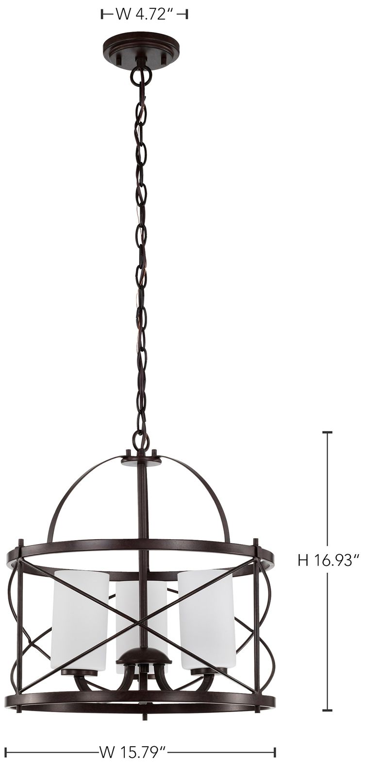 Ginger; 3 Light; Pendant with Etched Opal Glass